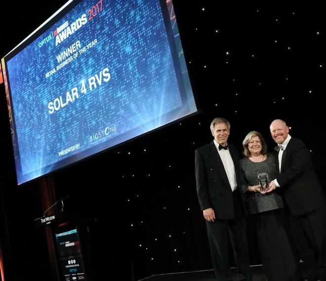 Phil and Trish Chapallaz accepting Optus My Business Award © Trish Chapallaz